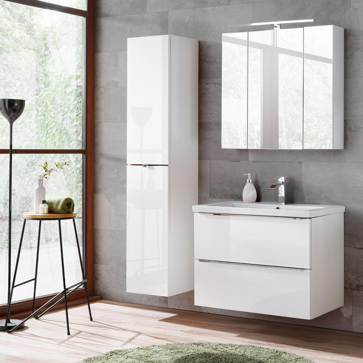 WASCHBECKENSCHRANK Toskana-56 - Weiß, Holzwerkstoff (80/57/46cm) - Lomado