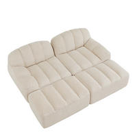2-SITZER-SOFA DE-34312 mit 2 Ottomans Beige - Beige, Textil (165/79/210cm) - ComfortXL