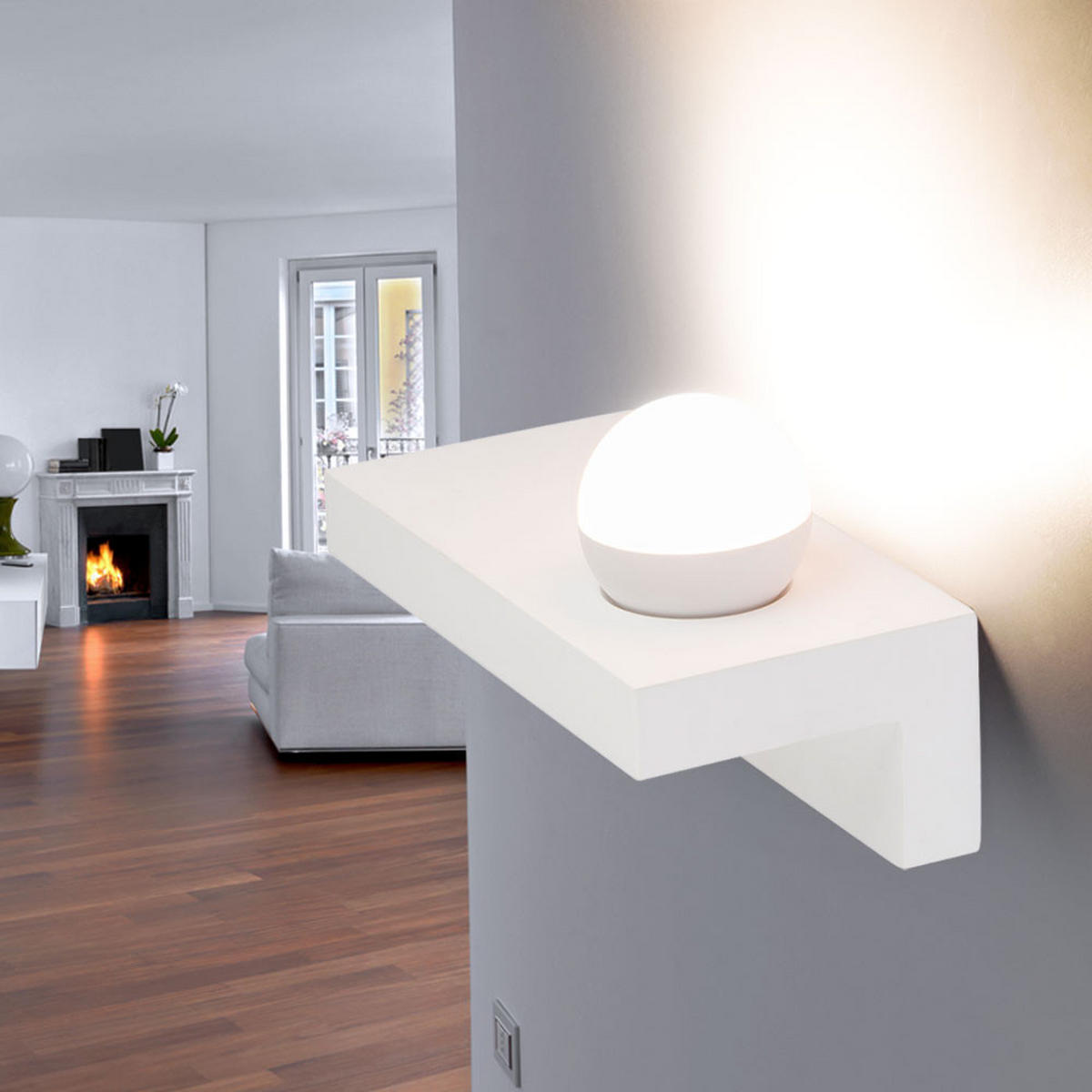 LED WANDLEUCHTE Christine Weiß Metall Gips - Weiß, Metall (30/17.5/15cm) - Globo Lighting