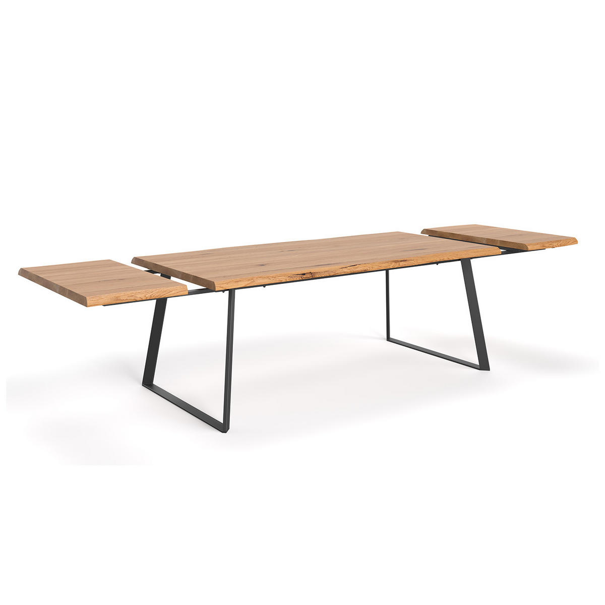 TISCH Ausziehbar Delta aus massivem Eichenholz 180x90 cm + Tischverlängerungen 2x60 cm - Eichefarben/Schwarz, Holz/Metall (180/90/75cm) - Danzz