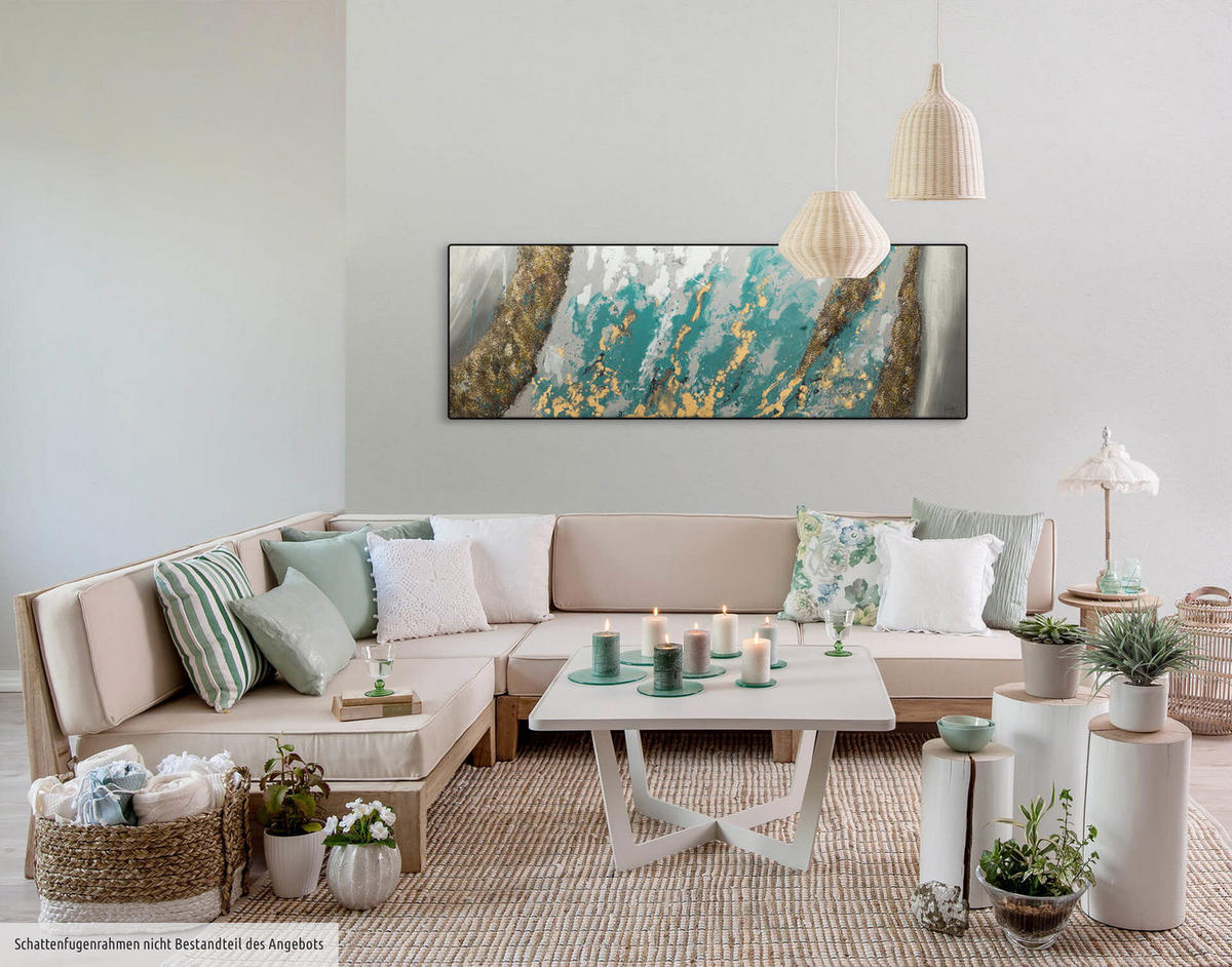 ÖLGEMÄLDE 150/50 cm - Blau/Weiß, Holz/Textil (1.98/50cm) - KUNSTLOFT