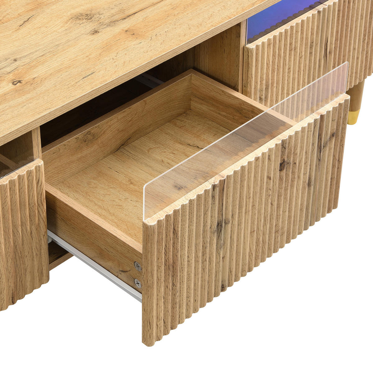 TV-SCHRANK aus MDF 178x35x45 cm Holzfarbe mit 4 Schubladen und Kabelmanagement in moderner Holzoptik - Naturfarben, Holzwerkstoff (178/45/35cm) - Modfu