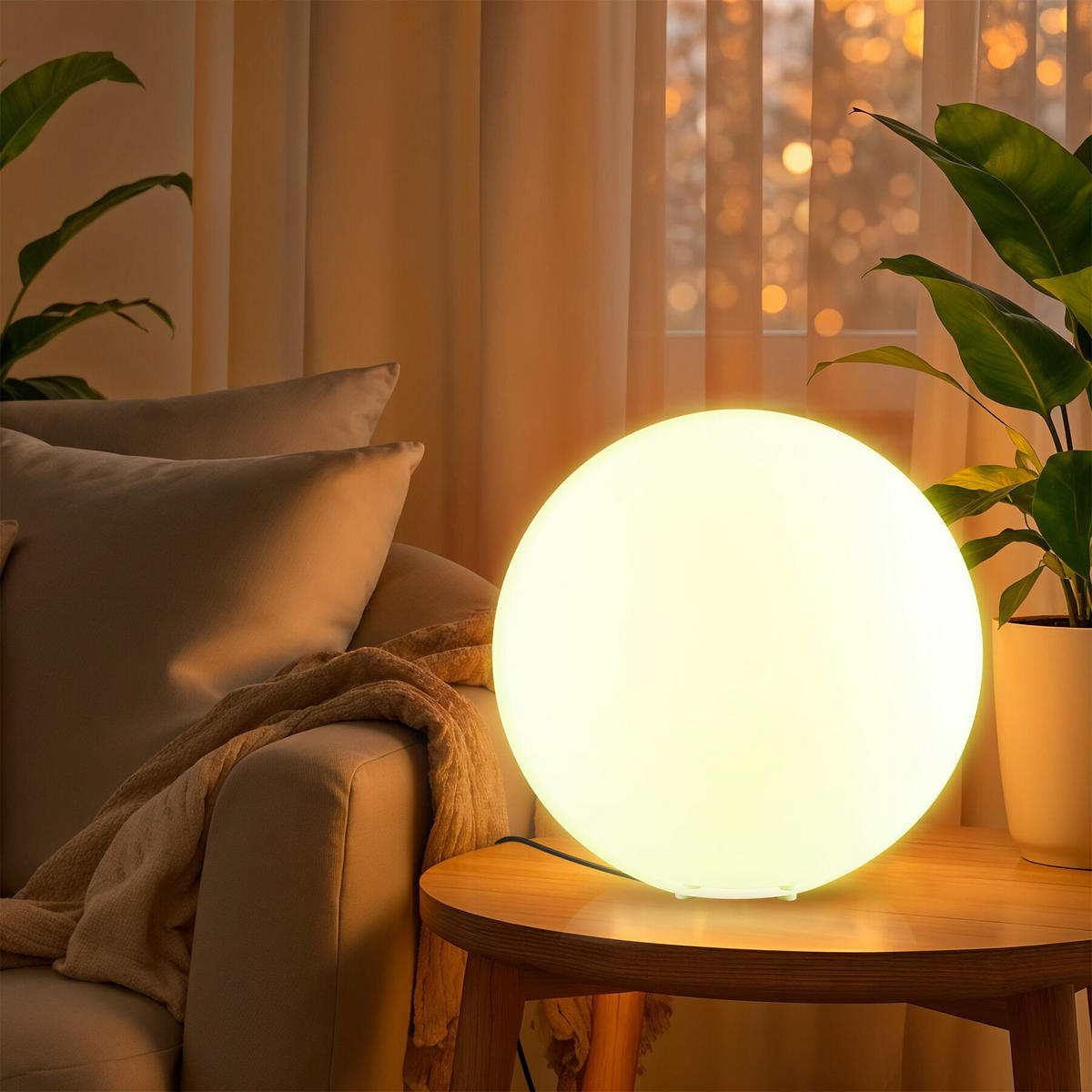 KUGELLEUCHTE Luminous Globe,inklusive Erdspieß,weiß - Weiß, Kunststoff (50/50/50cm) - tectake
