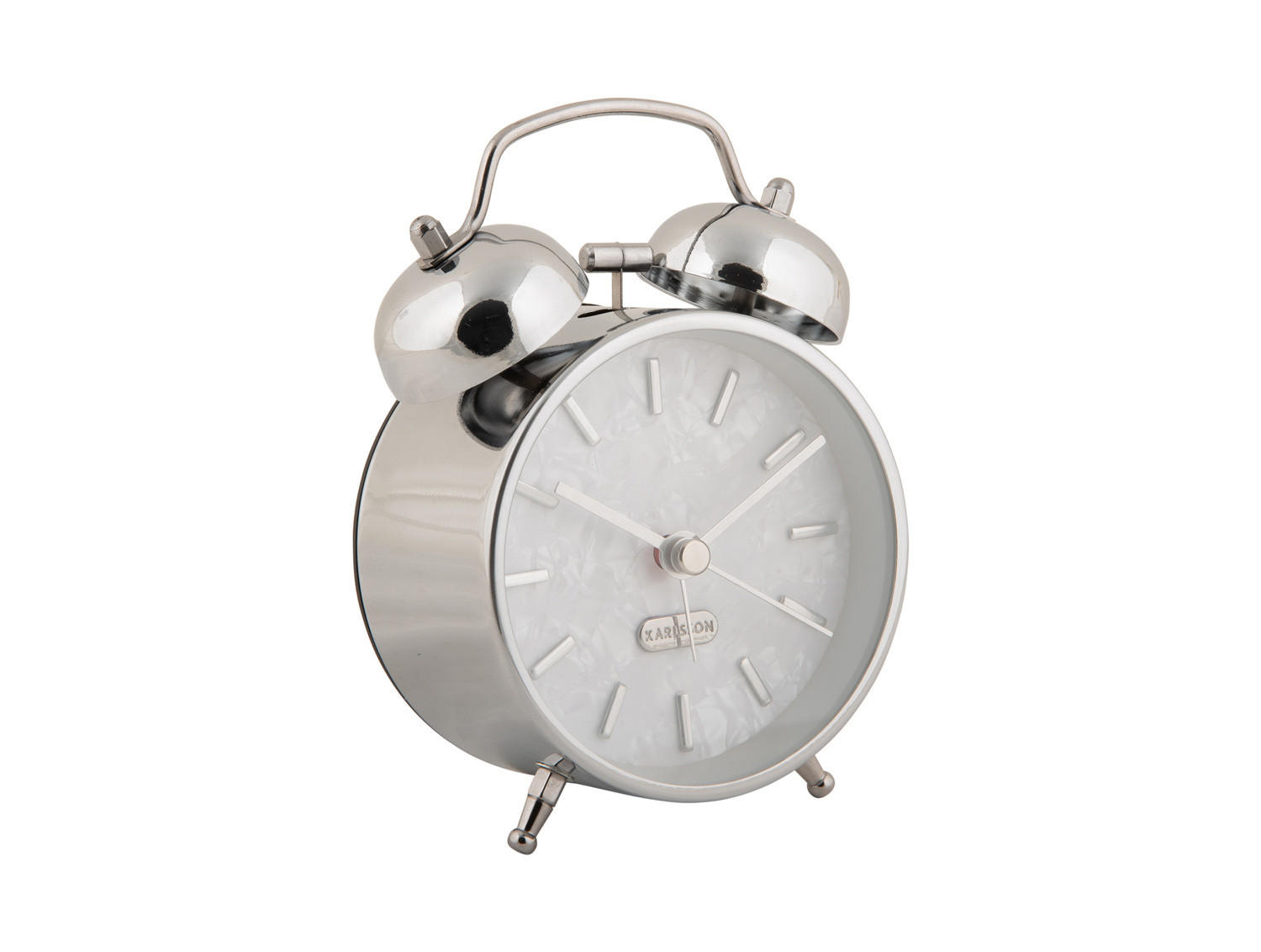 WECKER Retro Pearl Glow Ø 8 cm - Silberfarben, Metall (8/12/4.6cm) - Karlsson