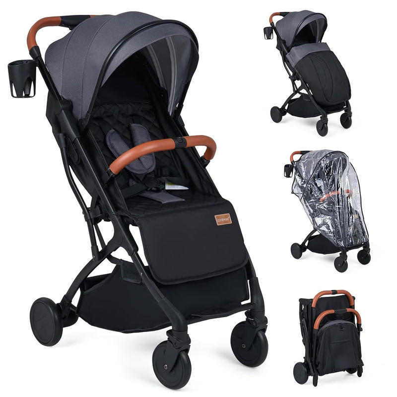 Costway Kinderwagen Grau 77x100x48.5 cm