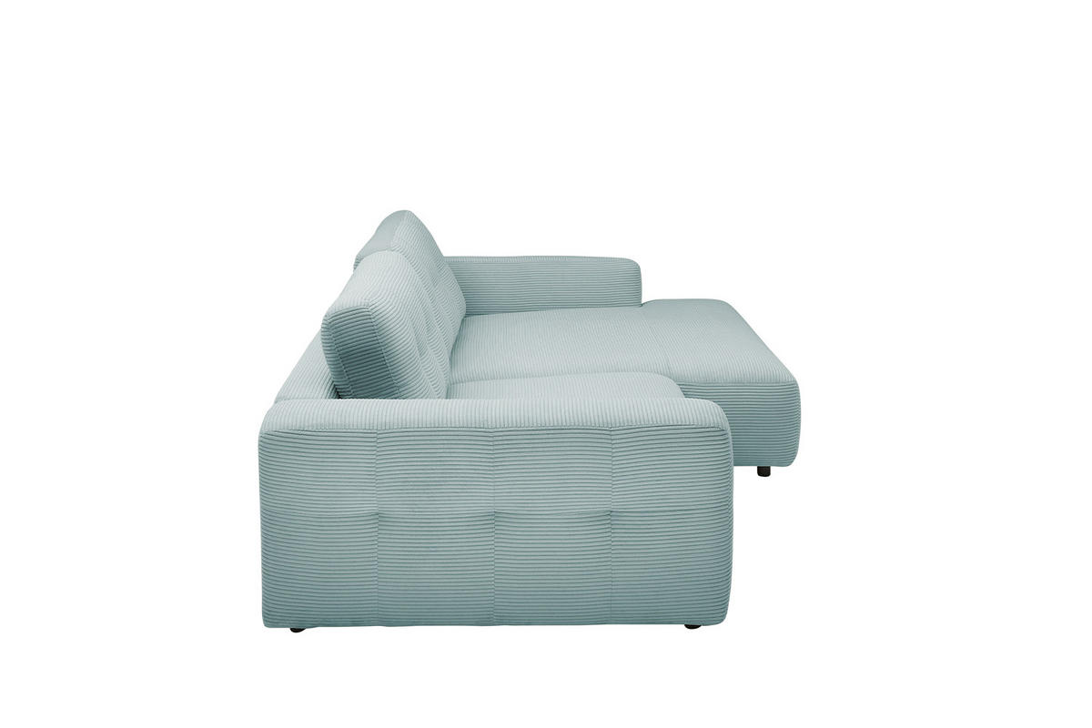ECKSOFA XL MIKA Hellblau Cord - Schwarz/Hellblau, Kunststoff/Textil (296/167cm) - KAWOLA