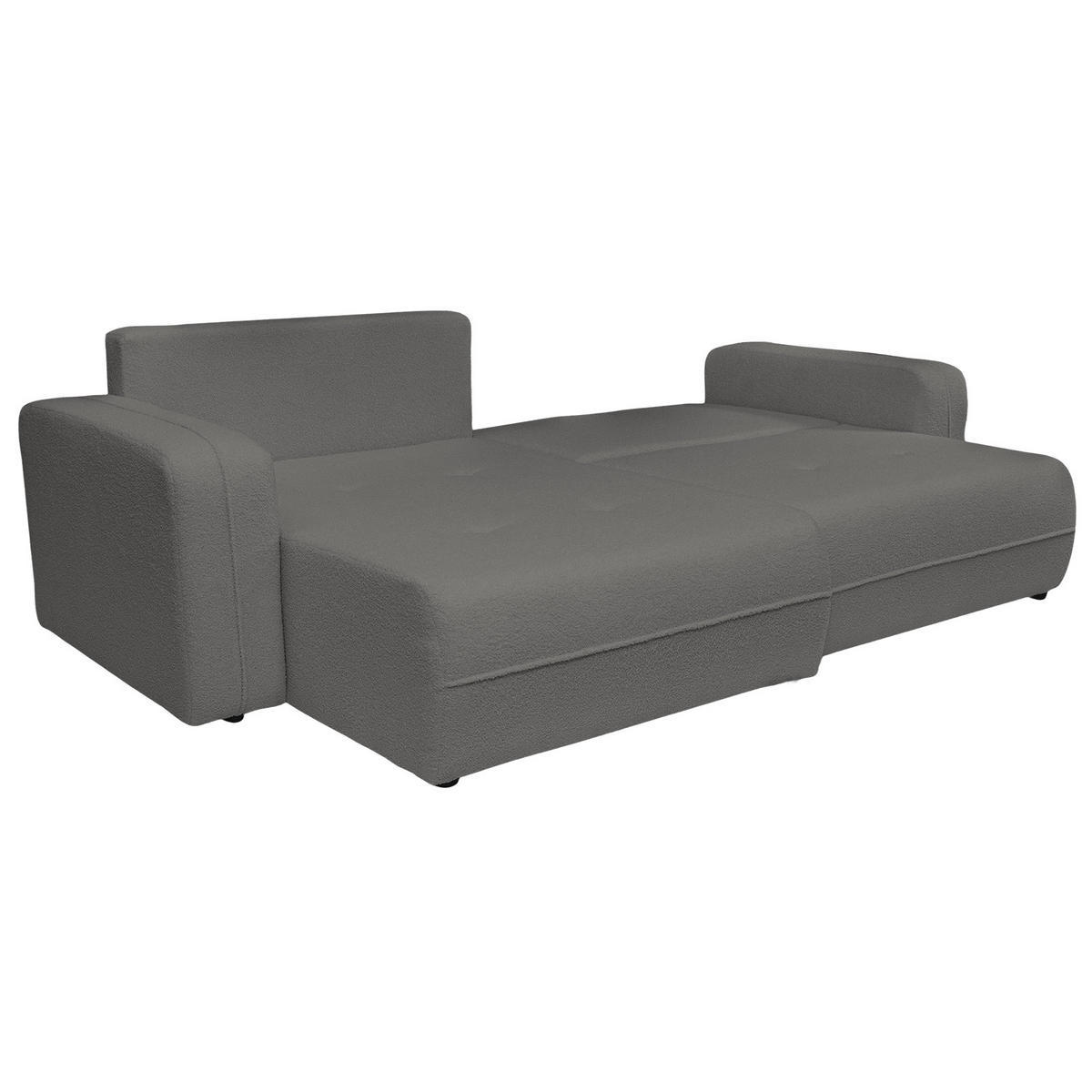 ECKSOFA Oreo L-Form Mit Bettkasten Und Schlaffunktion Quelle-Stoff Graphit Links - Dunkelgrau, Holz (143/247cm) - Kaiser Möbel