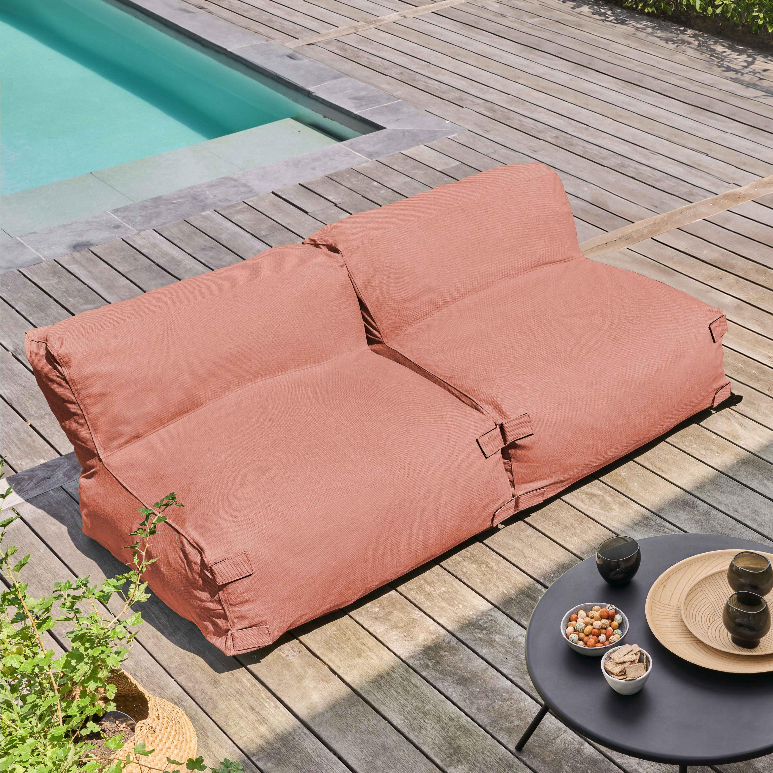 GARTENSOFA mit 2 Sitzplätzen, Terrakotta - Braun, Textil - Oviala