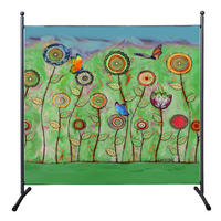 PARAVENT 1-tlg. 180x178 cm Green Flowers - Multicolor/Grün, Metall (178/180cm) - QUICK STAR
