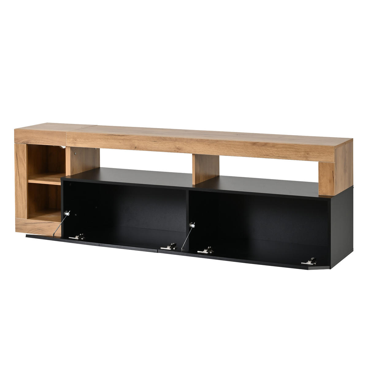 TV-SCHRANK 80 Zoll LED Stauraum Holz Schwarz Lowboard - Schwarz, Holzwerkstoff (184/58/42cm) - FLIEKS