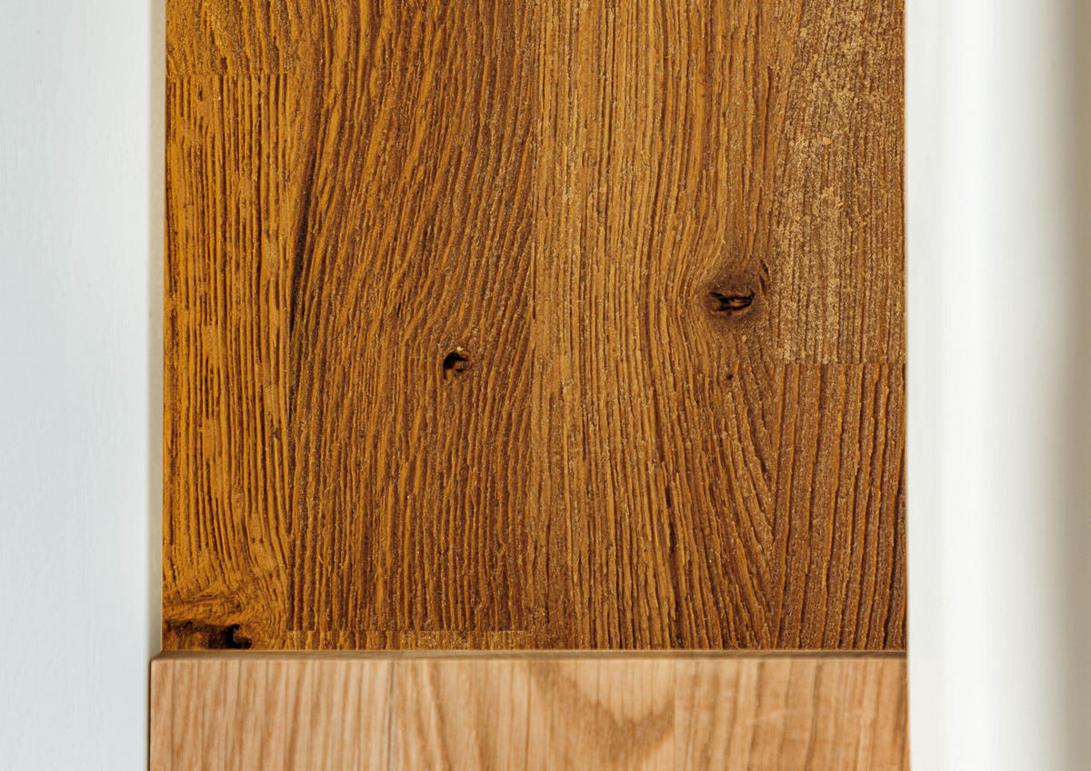 WANDREGAL Wildeiche 80x28x110 natur geölt / weiß lackiert WIEN #136 - Naturfarben, Holz (80/110/28cm) - Massivmoebel24