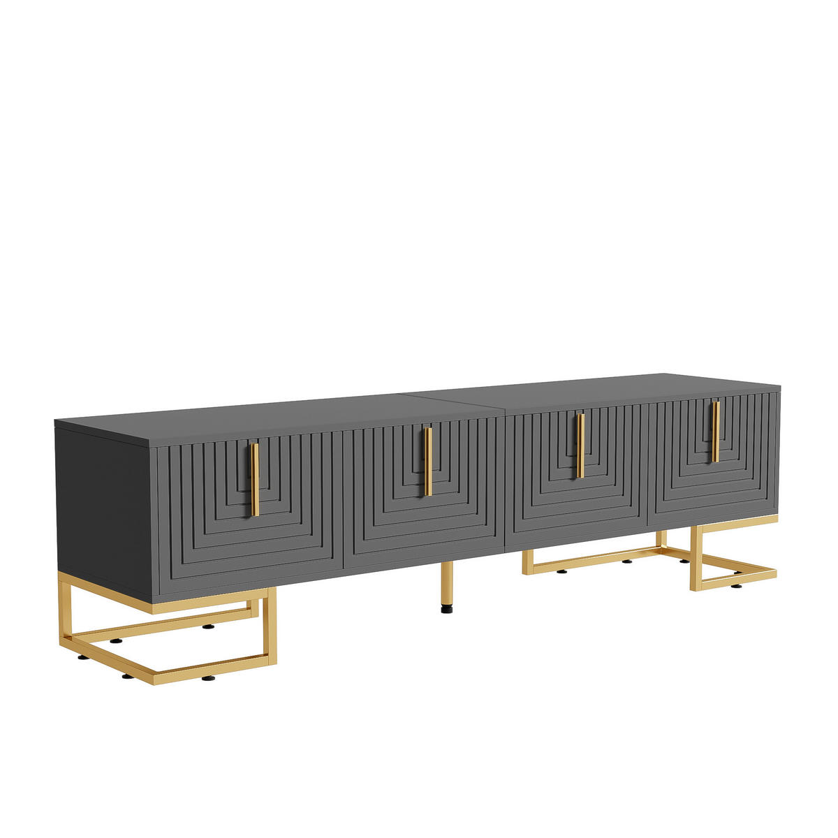 TV-ELEMENT mit 4 Türen 170 cm Grau Schwarz mit goldfarbenen Details - Grau, Holzwerkstoff (40/45.5/170cm) - Beauniv