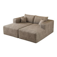 SCHLAFSOFA DE-34891 mit Chaiselongue Camel - Sandfarben, Textil (151/180cm) - ComfortXL