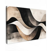 LEINWANDBILD Abstrakt - Wellen - Schwarz - Verwittert Wohnzimmer 120x80 cm - Trüffeleichefarben, Textil (120/80cm) - MuchoWow
