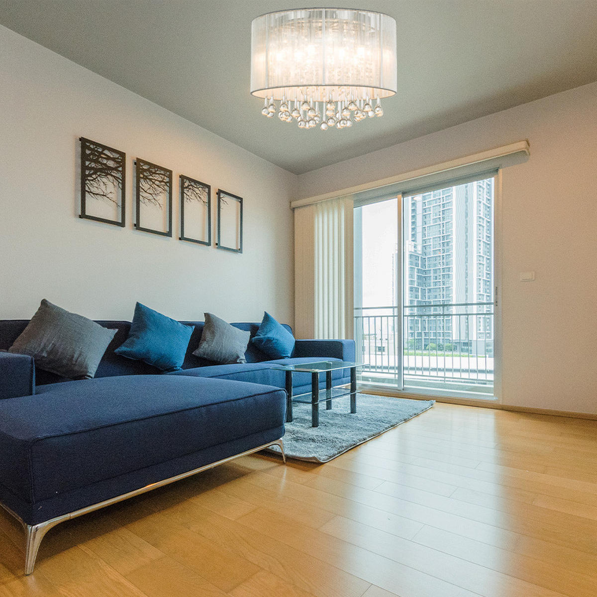 LED DECKENLEUCHTE Sierra Silber Kristalle klar - Silberfarben, Glas (40/40/29cm) - Globo Lighting