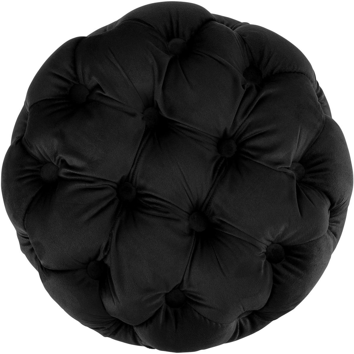 SITZHOCKER Bador Samt Schwarz Hocker Schlafzimmer - Schwarz, Textil (42/46/42cm) - DELUKE