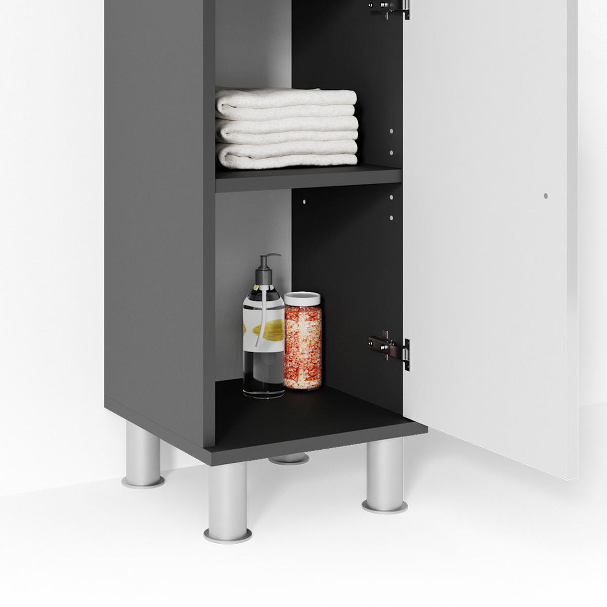 MIDISCHRANK Fynn Anthrazit 30 x 95 cm - Anthrazit/Weiß, Holzwerkstoff (30/95/30cm) - Vicco