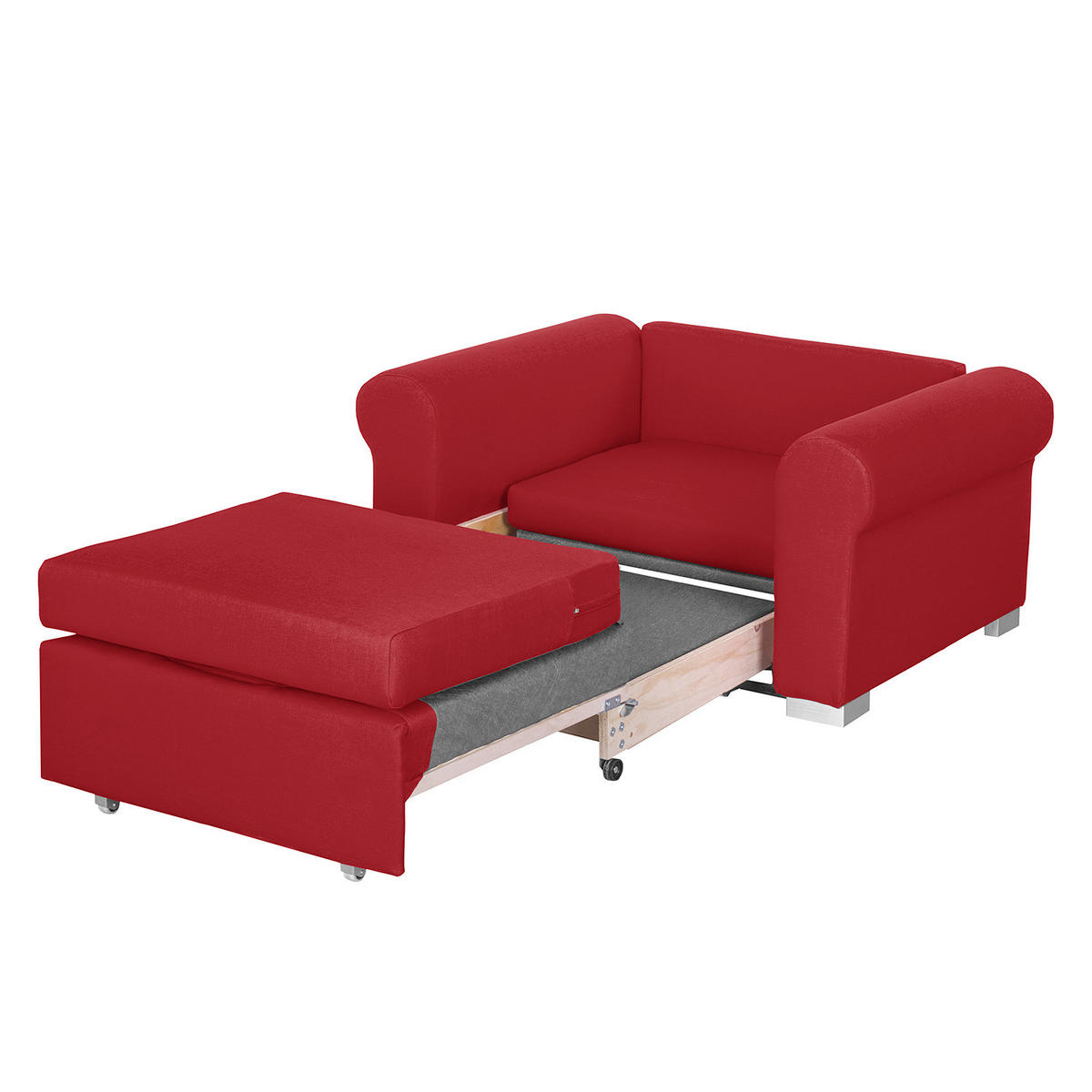 SCHLAFSOFA mit Husse - Silberfarben/Rot, Textil (125/90/90cm) - home24