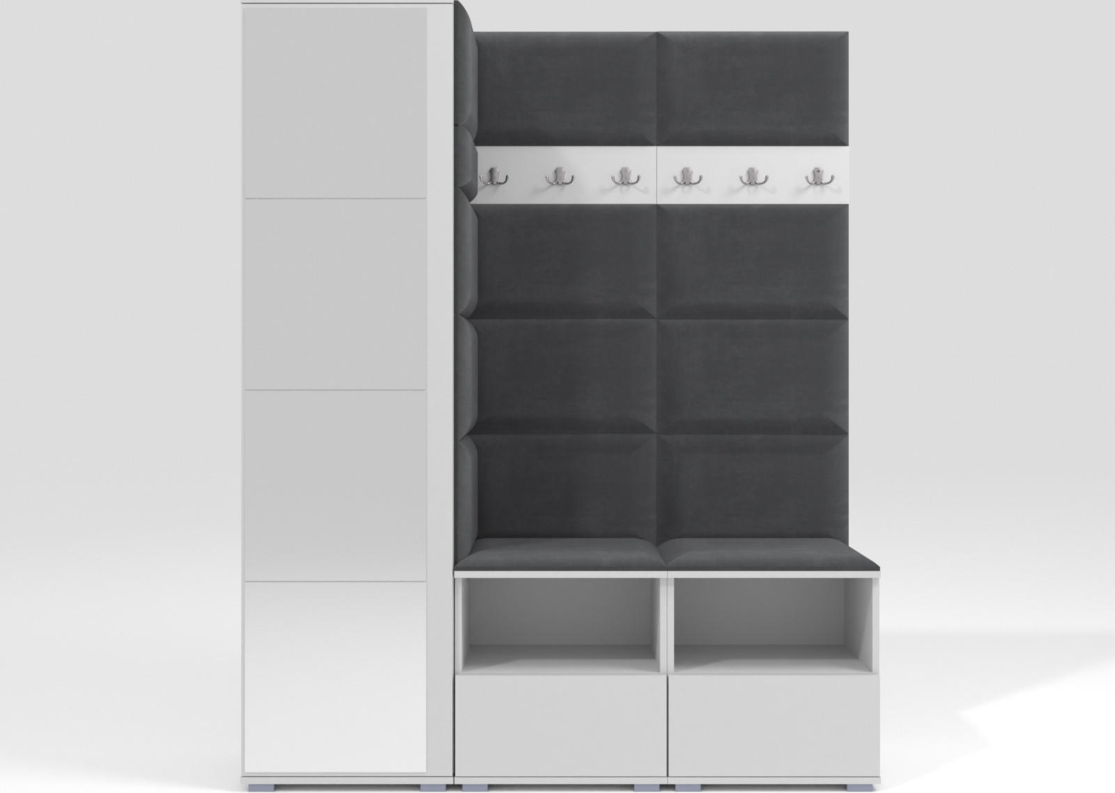 GARDEROBEN-SET Nela II mit Spiegel 150/187/40 - Dunkelgrau/Silberfarben, Holzwerkstoff/Kunststoff (150/187/40cm)