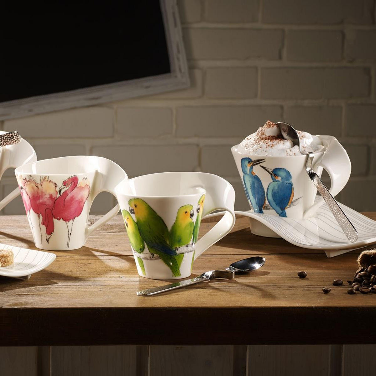 BECHER MIT HENKEL NewWave Caffè weiß-grün 300 ml - Weiß/Grün, Keramik (0.3L) - Villeroy & Boch