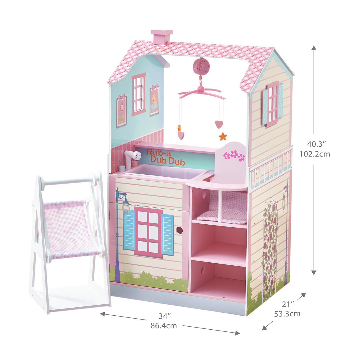 PUPPENHAUS Nursery, Holz, Rosa, 102cm - Pink, Holzwerkstoff (53/102/86cm) - Teamson Kids
