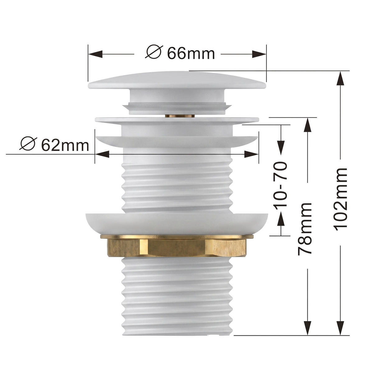 CLICK-CLACK-ABLAUFVENTIL Weiß - Weiß, Metall (6.6/10.2/10.2cm) - Akord