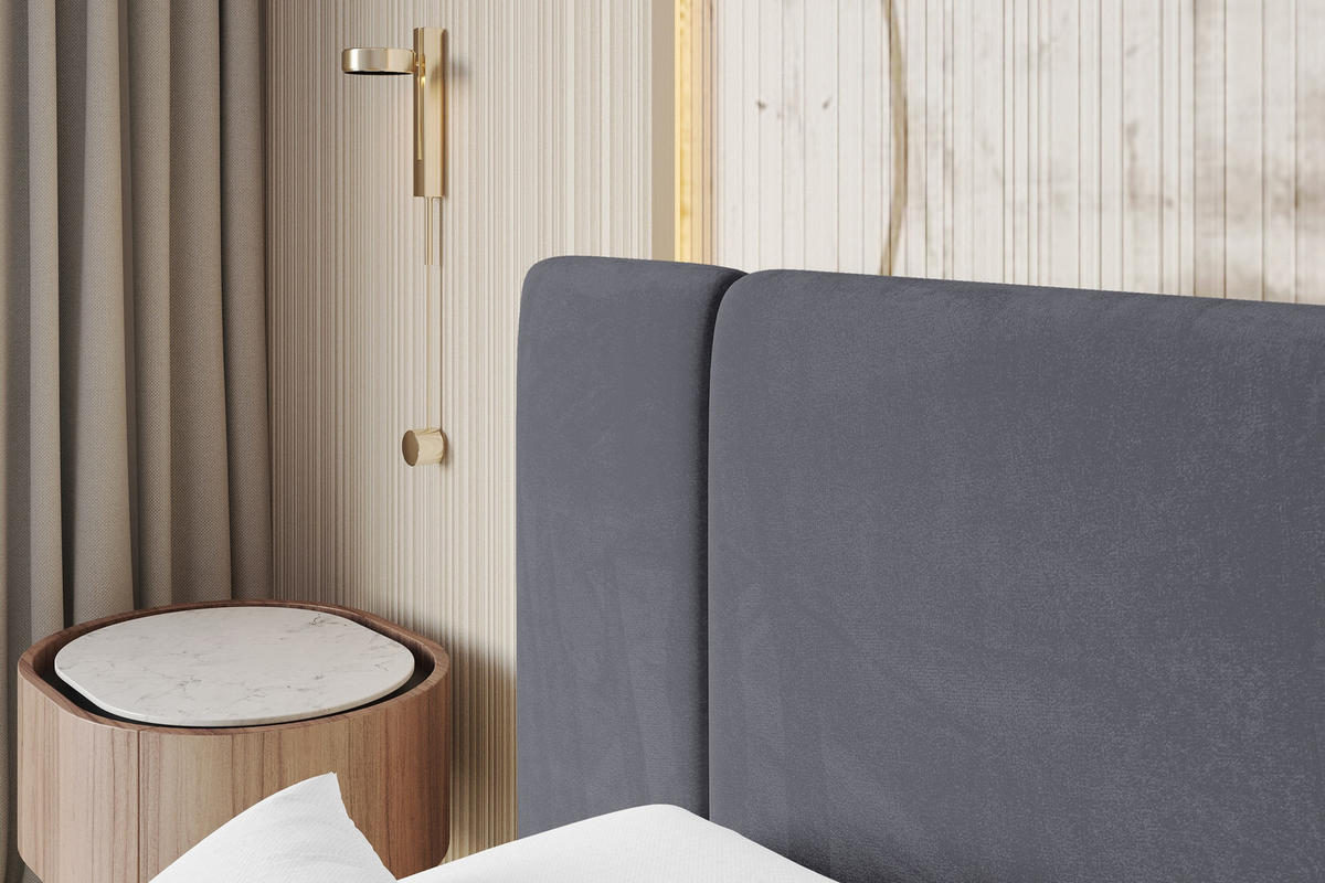 POLSTERBETT mit Bettkasten und Lattenrost, Bett mit Matratze H3/H4 - TEVO 200x200 Dunkelgrau - Dunkelgrau, Holzwerkstoff/Textil (200/200cm) - ALTDECOR