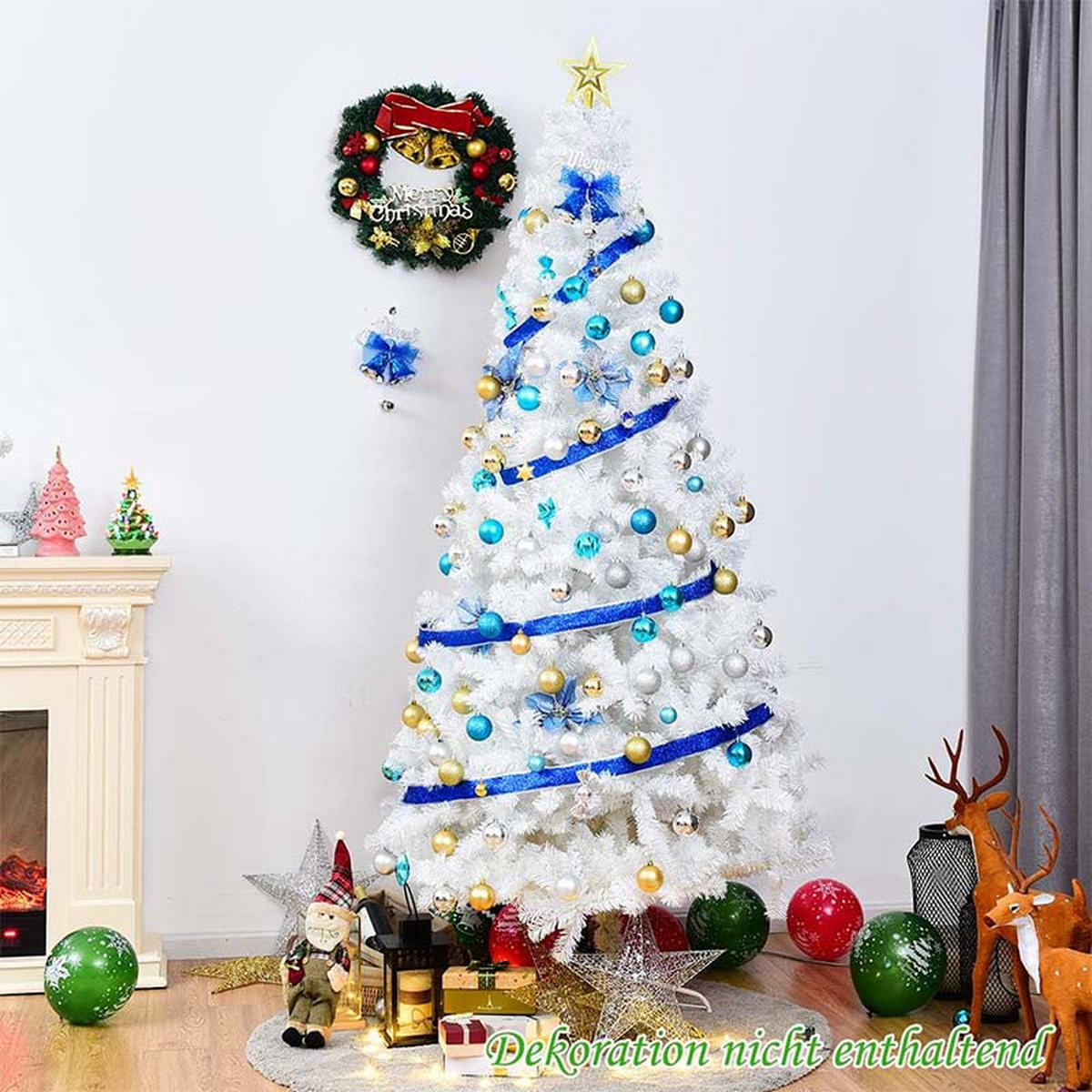WEIHNACHTSBAUM mit Metallständer 240cm Weiß - Weiß, Metall (240cm) - COSTWAY