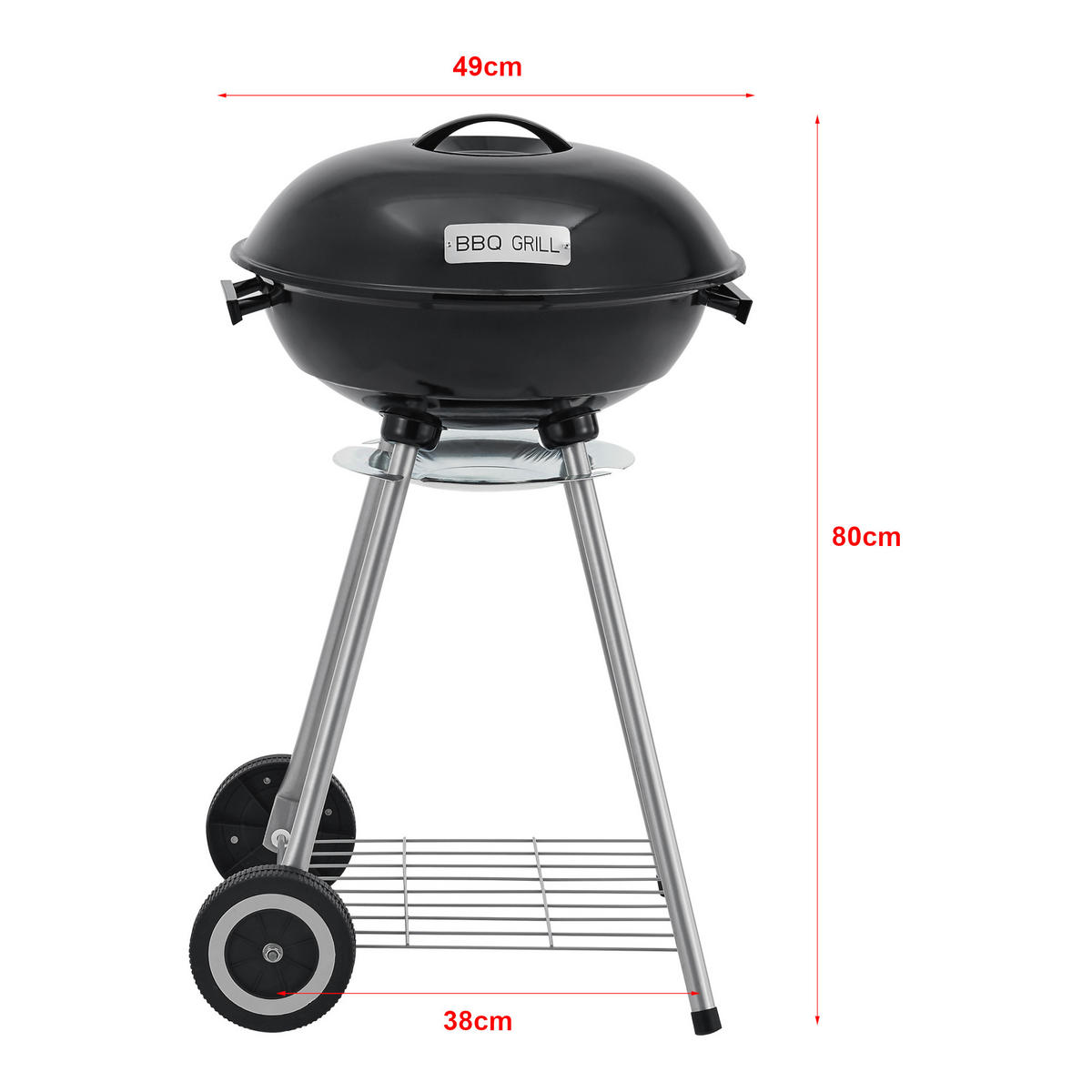RUNDGRILL Apricena - Schwarz, Metall (80cm) - casa.pro