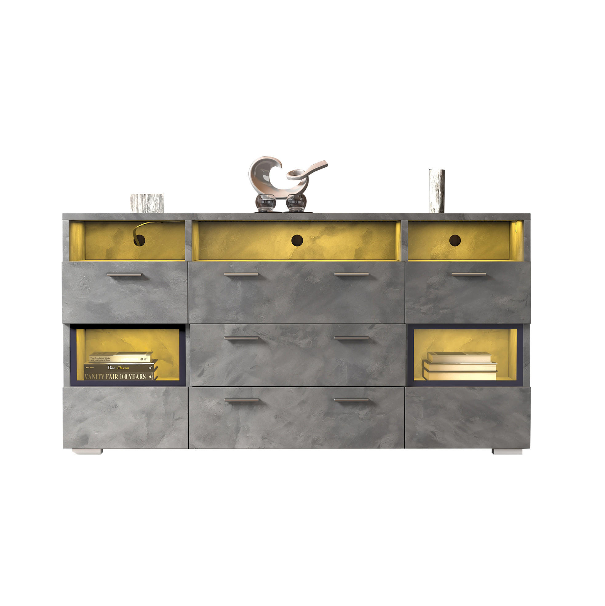 Redom Sideboard Grau 140x72.5x33.5 cm