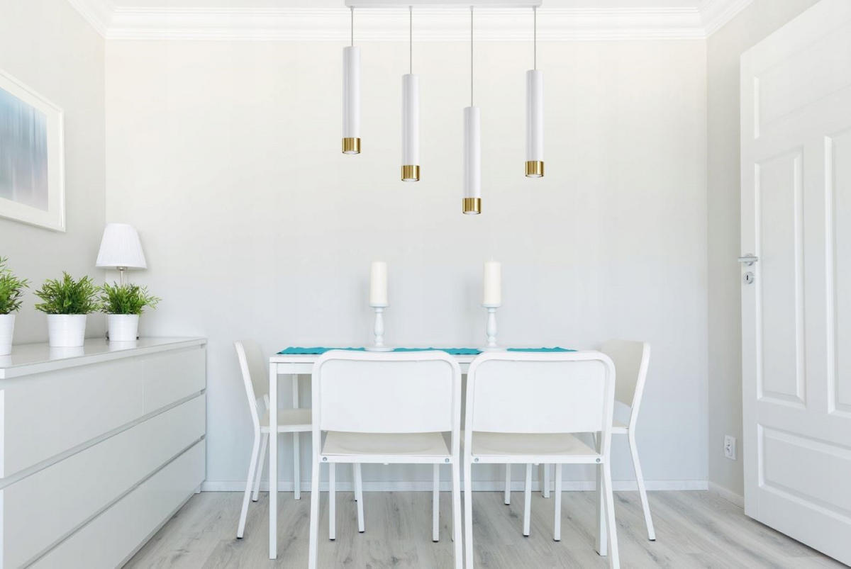 PENDELLEUCHTE Mialno Tube - Goldfarben/Weiß, Metall (8/80/100cm) - kiki design