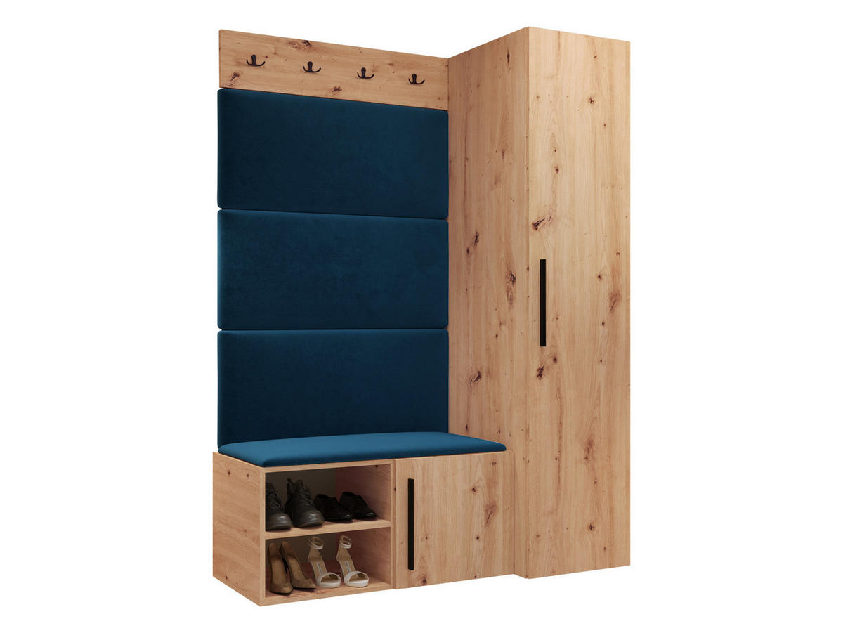 GARDEROBEN-SET Medi II - Blau/Schwarz, Holzwerkstoff/Kunststoff (40/191/50cm) - MIRJAN24