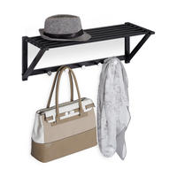 WANDGARDEROBE Ablage - Schwarz, Metall (65/23/25cm) - Relaxdays