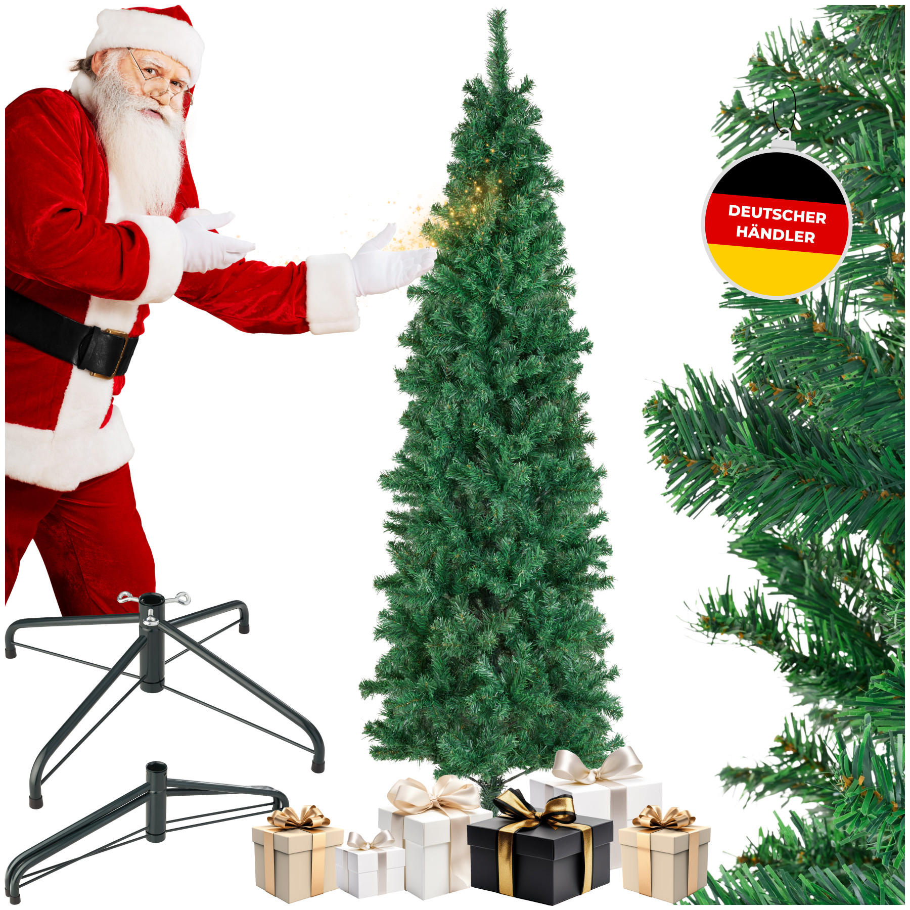 WEIHNACHTSBAUM Comet,pulverbeschichteter Metallständer mit Kunststoffkappen,grün - Grün, Kunststoff (210cm) - tectake