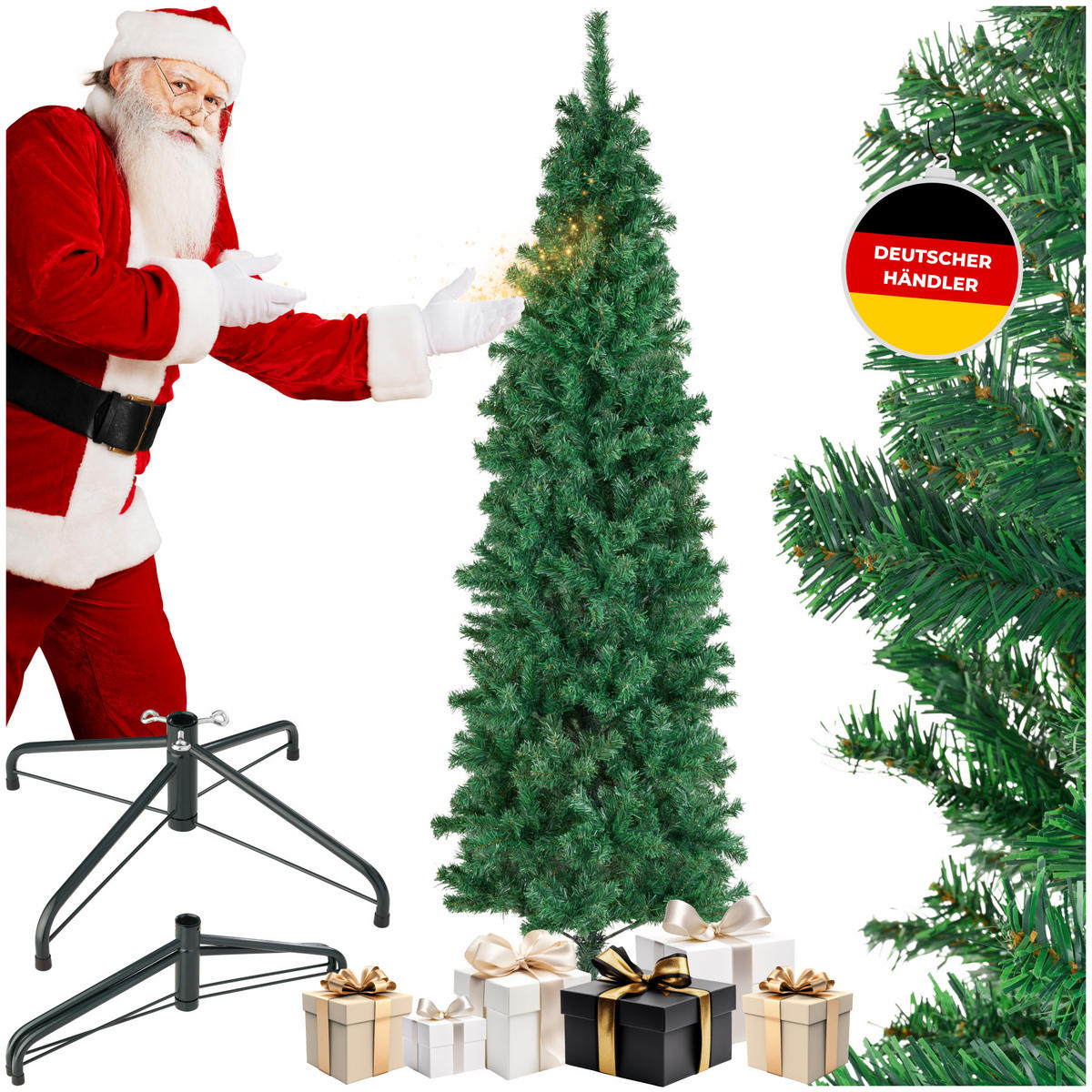 WEIHNACHTSBAUM Comet,pulverbeschichteter Metallständer mit Kunststoffkappen,grün - Grün, Kunststoff (210cm) - tectake