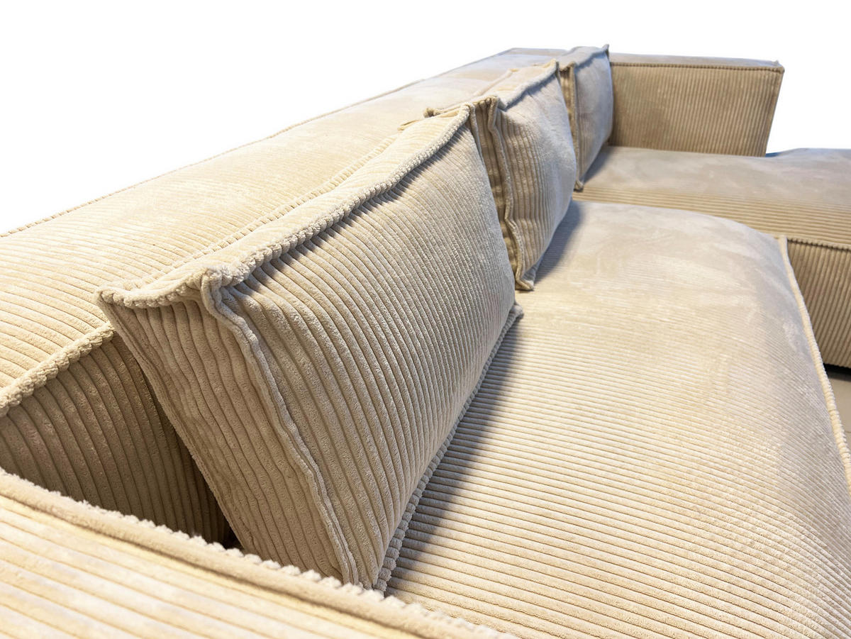 ECKSOFA Nova Beige Cord - Beige/Schwarz, Holz/Kunststoff (262/176cm) - S-Style Möbel