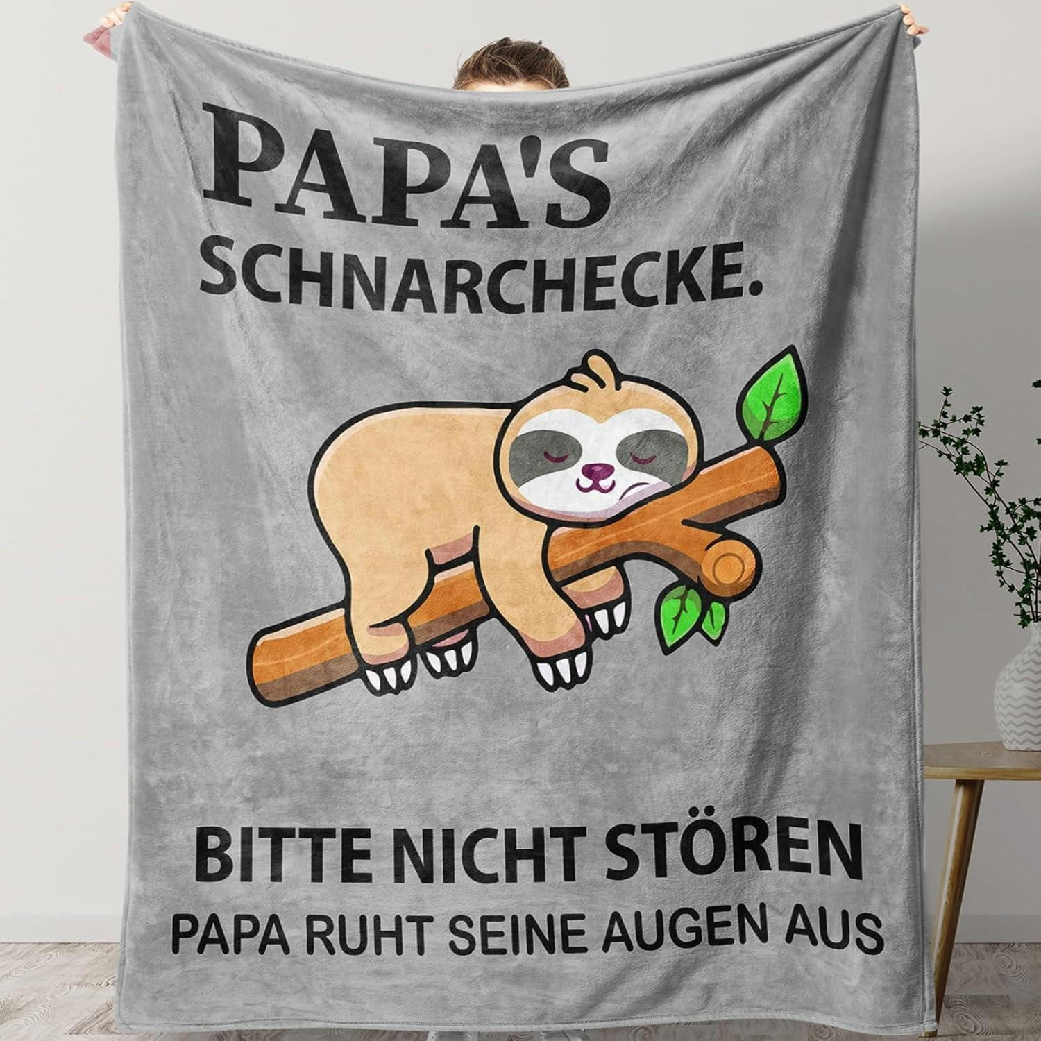 KUSCHELDECKE Papa Geschenk Grau - Grau, Textil (127/152.4cm)