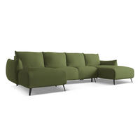 WOHNLANDSCHAFT Chenille Stoff Grün - Dunkelgrün/Schwarz, Textil/Metall (317/86/162cm) - Makamii