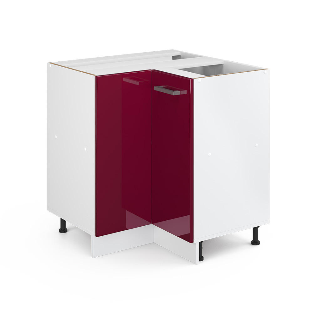 ECKUNTERSCHRANK R-Line Bordeaux Hochglanz 75.6 cm ohne AP - Bordeaux/Weiß, Holzwerkstoff (75.6/81.6/46cm) - Vicco