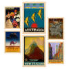 POSTER Set Mit 6 Von Norden Nach Süden Vollfarbige Illustrationen Von Vintage Tourismus Werbetafeln Aus Der Ganzen Welt A3 & A4 Rahmen Aus Hellem Holz - Beige, Papier (29/3cm) - Nacnic
