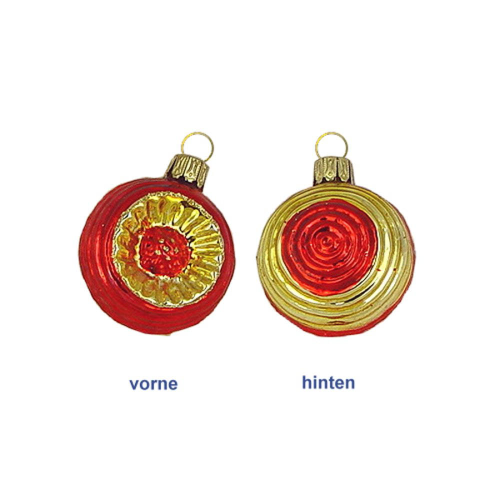 CHRISTBAUMSCHMUCK Kleine Reflexkugel rot & gold 6 cm - Multicolor, Metall (0.1/6/0.1cm)