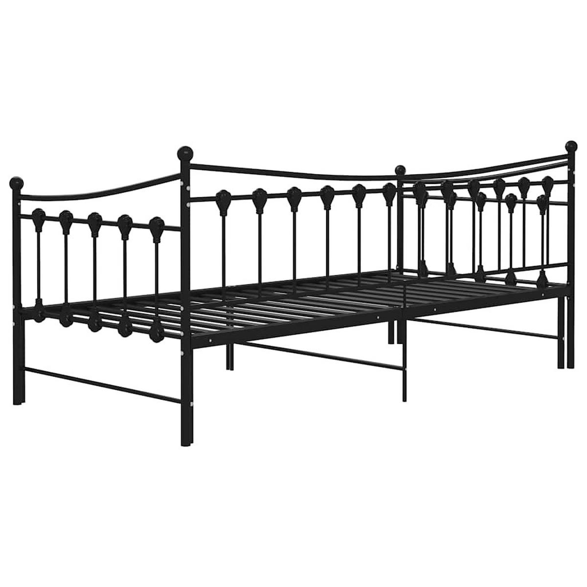 AUSZIEHSOFA Bettgestell Schwarz Metall 90/200 Cm - Schwarz, Textil (90/200cm) - vidaXL