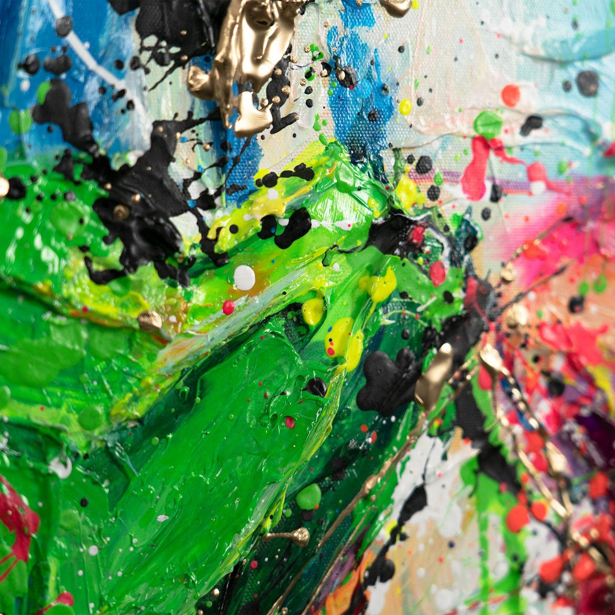 GEMÄLDE Palette der Liebe Schattenfugenrahmen Gold 140x100 cm - Goldfarben, Holz (140/100cm) - YS-art gallery