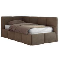 JUGENDBETT ARVO 90/200 - Braun Velvet - ohne Matratze - Links Seite - Braun, Textil (90/200cm) - MKS