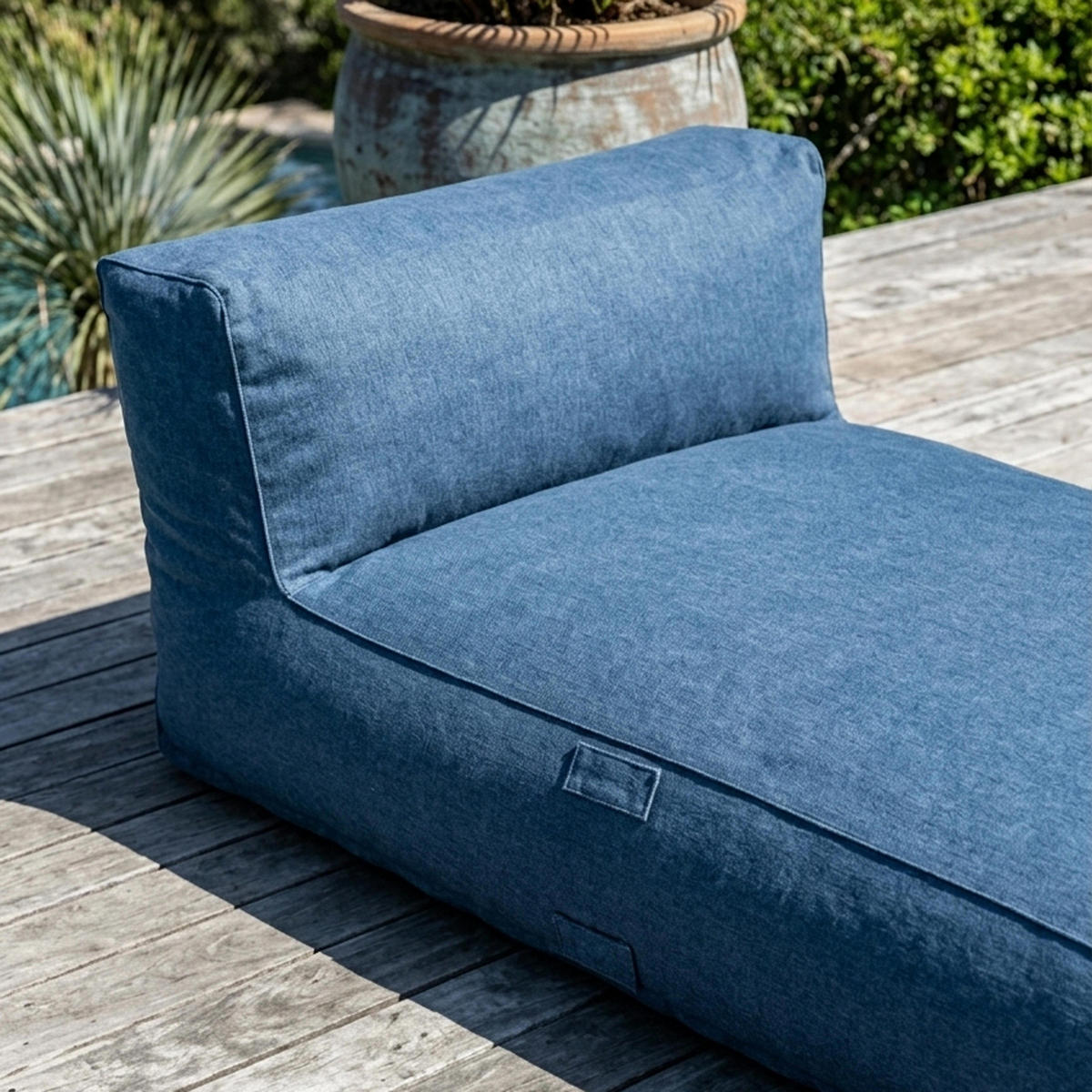 CHAISELONGUE, Pazifikblau - Blau, Textil - Oviala
