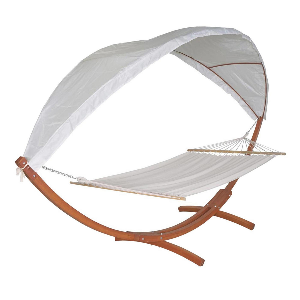 HÄNGEMATTE Braun, Cremeweiß - Braun/Weiß, Holz (420/220/150cm) - MCW