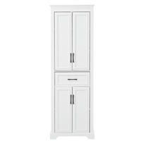 HOCHSCHRANK in Weiß Badezimmerschrank mit Doppeltüren und Schubladen für Badezimmer, B60/T40/H180 cm - Weiß, Holzwerkstoff (57.4/182/37.8cm) - STILVORA
