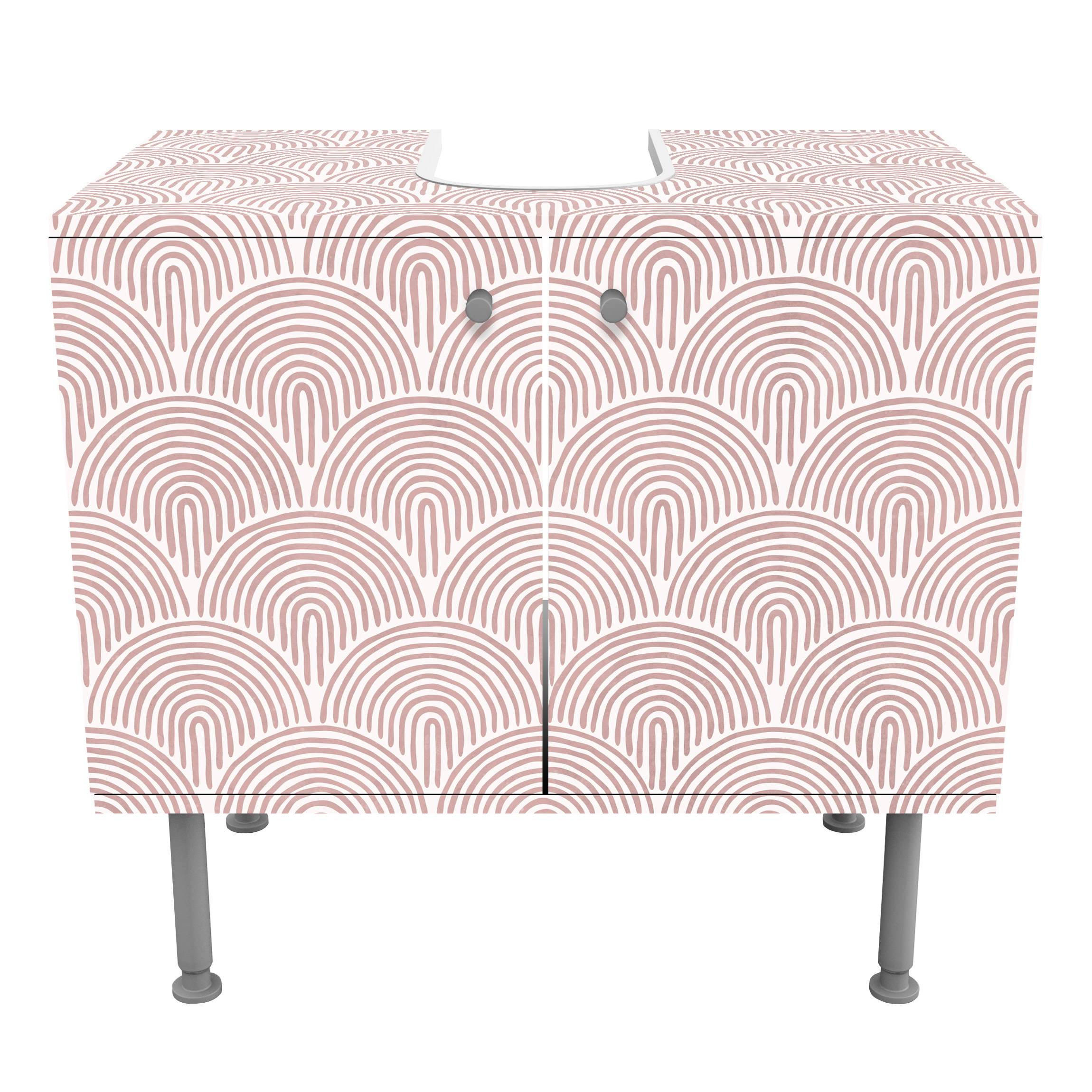 WASCHBECKENUNTERSCHRANK Boho Bogen Muster Rosa 60/55/35 cm - Rosa, Holzwerkstoff (60/55/35cm) - Bilderwelten