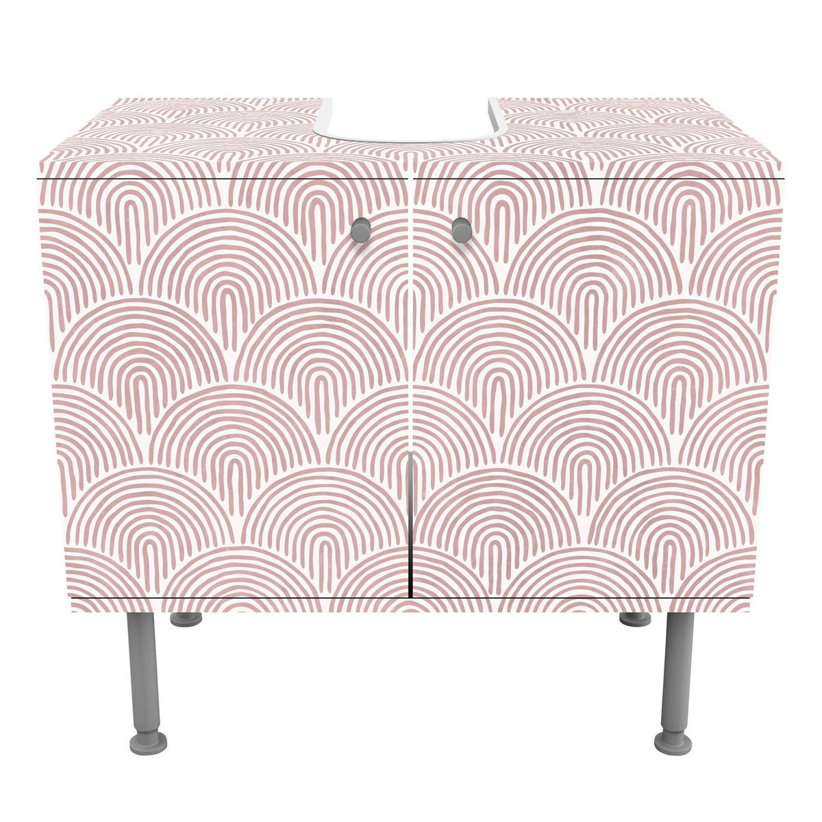 WASCHBECKENUNTERSCHRANK Boho Bogen Muster Rosa 60/55/35 cm - Rosa, Holzwerkstoff (60/55/35cm) - Bilderwelten