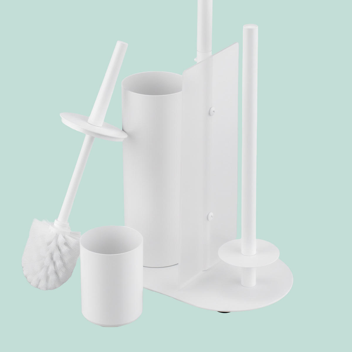 WC-GARNITUR - Weiß, Kunststoff/Textil (26/65/17cm) - Relaxdays